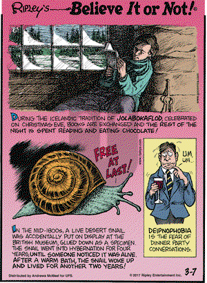 Ripley's Believe It or Not on Tuesday March 7, 2017 Comic Strip