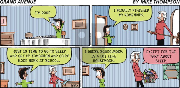 Grand Avenue on Sunday April 8, 2018 Comic Strip
