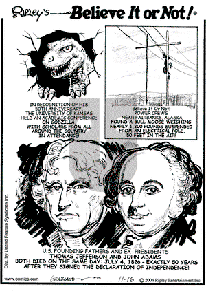 Ripley's Believe It or Not on Tuesday November 16, 2004 Comic Strip