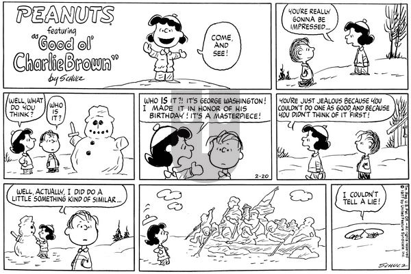 Peanuts on Sunday February 20, 1977 Comic Strip