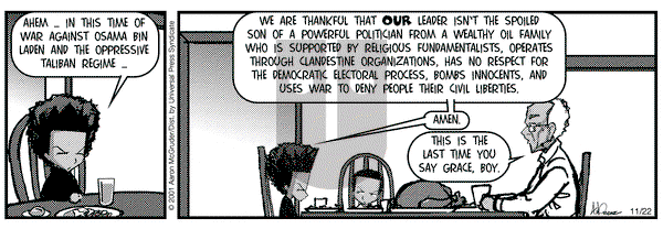 The Boondocks on Thursday November 22, 2001 Comic Strip