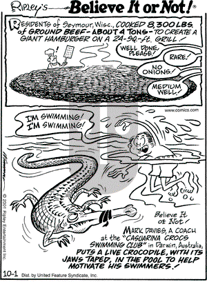Ripley's Believe It or Not on Monday October 1, 2001 Comic Strip