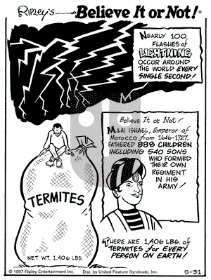 Ripley's Believe It or Not on Saturday May 31, 1997 Comic Strip