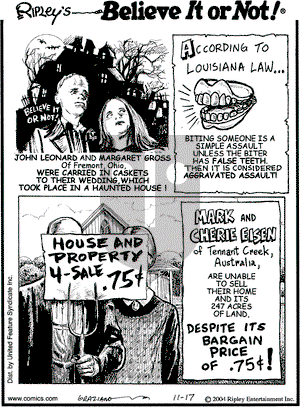 Ripley's Believe It or Not on Wednesday November 17, 2004 Comic Strip