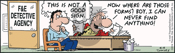 Frank and Ernest on Wednesday April 9, 2014 Comic Strip