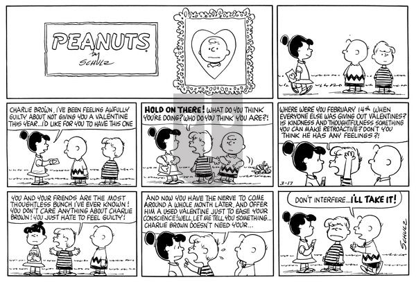 Peanuts on Sunday March 17, 1963 Comic Strip