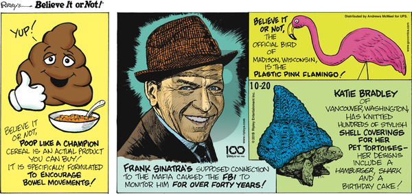 Ripley's Believe It or Not on Sunday October 20, 2019 Comic Strip