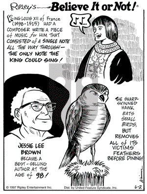 Ripley's Believe It or Not on Monday June 2, 1997 Comic Strip