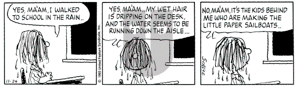 Peanuts on Wednesday November 24, 1993 Comic Strip