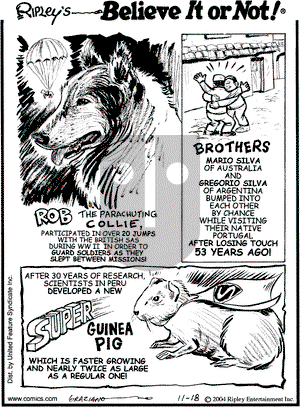 Ripley's Believe It or Not on Thursday November 18, 2004 Comic Strip