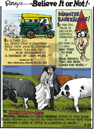 Ripley's Believe It or Not on Monday March 26, 2012 Comic Strip