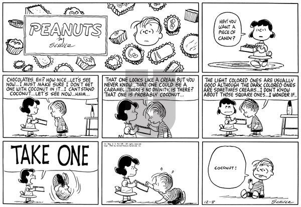 Peanuts on Sunday December 8, 1963 Comic Strip