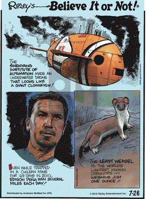Ripley's Believe It or Not on Thursday July 26, 2018 Comic Strip