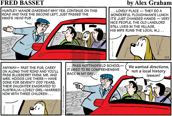 Fred Basset on Sunday December 2, 2007 Comic Strip