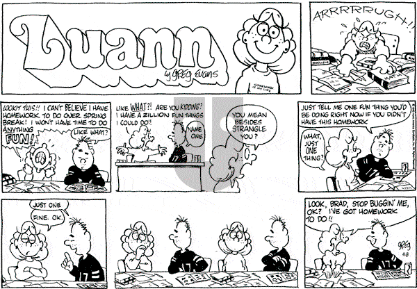Luann on Sunday April 8, 1990 Comic Strip