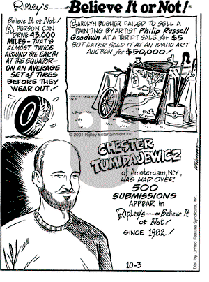 Ripley's Believe It or Not on Wednesday October 3, 2001 Comic Strip