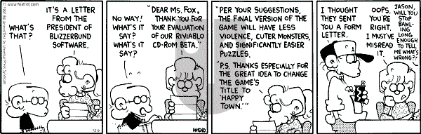 FoxTrot on Saturday December 9, 2000 Comic Strip