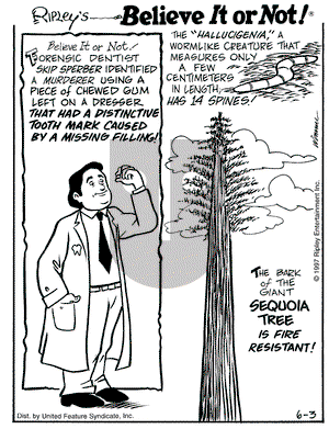 Ripley's Believe It or Not on Wednesday September 1, 1999 Comic Strip