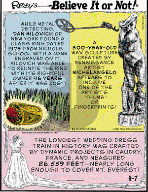 Ripley's Believe It or Not on Tuesday September 7, 2021 Comic Strip