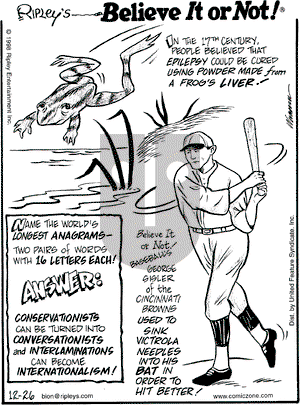 Ripley's Believe It or Not on Friday January 15, 1999 Comic Strip