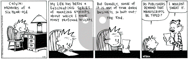 Calvin and Hobbes on Wednesday March 31, 1993 Comic Strip