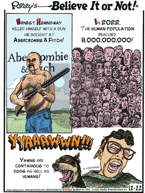 Ripley's Believe It or Not - Thursday December 22, 2022 Comic Strip