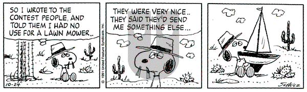 Peanuts on Thursday October 24, 1991 Comic Strip