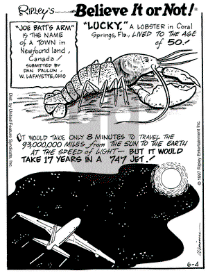 Ripley's Believe It or Not on Wednesday June 4, 1997 Comic Strip