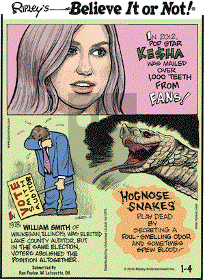 Ripley's Believe It or Not - Monday January 4, 2016 Comic Strip