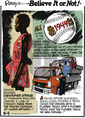Ripley's Believe It or Not on Wednesday September 5, 2012 Comic Strip