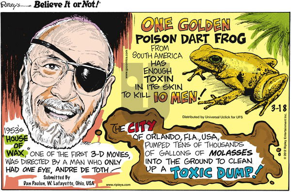 Ripley's Believe It or Not on Sunday March 18, 2012 Comic Strip