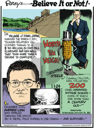 Ripley's Believe It or Not on Thursday November 24, 2011 Comic Strip