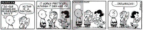 Peanuts on Wednesday January 16, 1963 Comic Strip