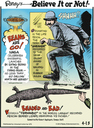 Ripley's Believe It or Not on Monday April 13, 2015 Comic Strip
