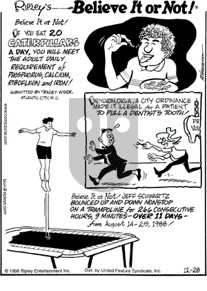 Ripley's Believe It or Not on Monday December 28, 1998 Comic Strip