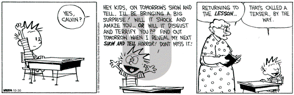Calvin and Hobbes on Thursday October 30, 2025 Comic Strip