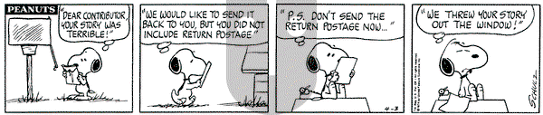 Peanuts on Wednesday April 3, 1974 Comic Strip