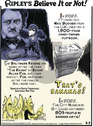 Ripley's Believe It or Not on Thursday June 5, 2025 Comic Strip