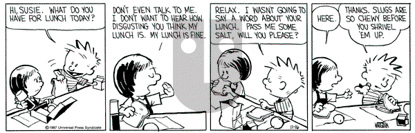 Calvin and Hobbes on Monday November 16, 1987 Comic Strip