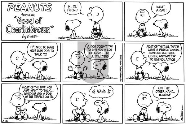 Peanuts on Sunday March 12, 1978 Comic Strip