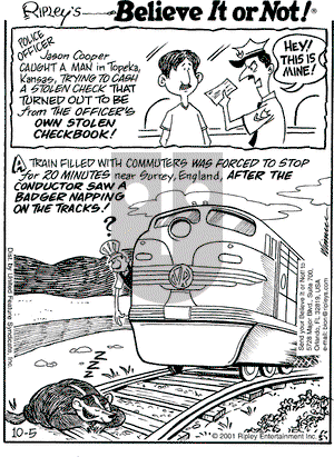 Ripley's Believe It or Not - Friday October 5, 2001 Comic Strip