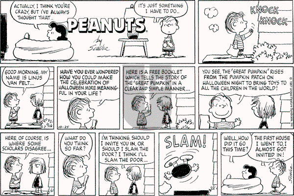 Peanuts - Sunday October 25, 1987 Comic Strip