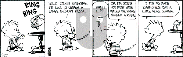 Calvin and Hobbes - Saturday September 27, 1986 Comic Strip