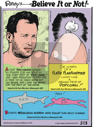 Ripley's Believe It or Not on Thursday February 18, 2021 Comic Strip