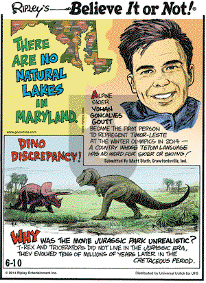 Ripley's Believe It or Not on Tuesday June 10, 2014 Comic Strip