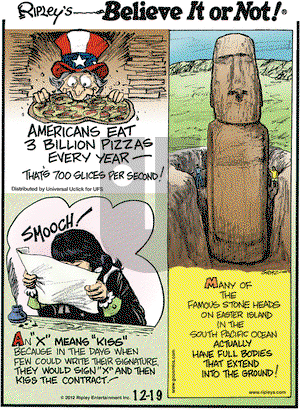 Ripley's Believe It or Not on Wednesday December 19, 2012 Comic Strip