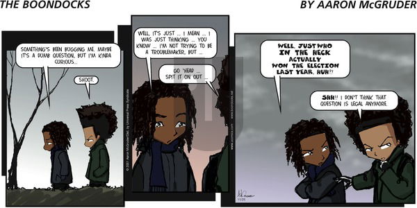The Boondocks on Sunday November 25, 2001 Comic Strip