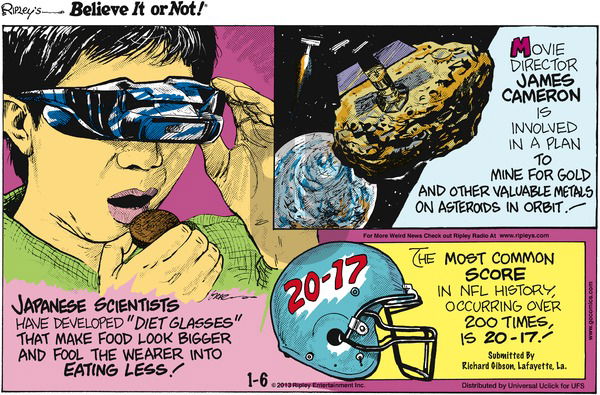 Ripley's Believe It or Not on Sunday January 6, 2013 Comic Strip