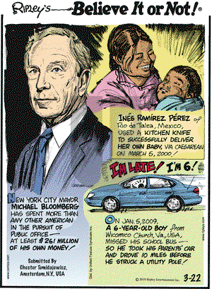 Ripley's Believe It or Not on Monday March 22, 2010 Comic Strip
