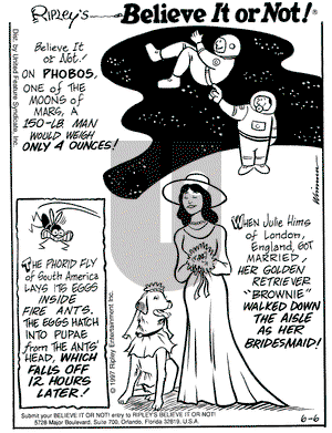 Ripley's Believe It or Not on Friday June 6, 1997 Comic Strip